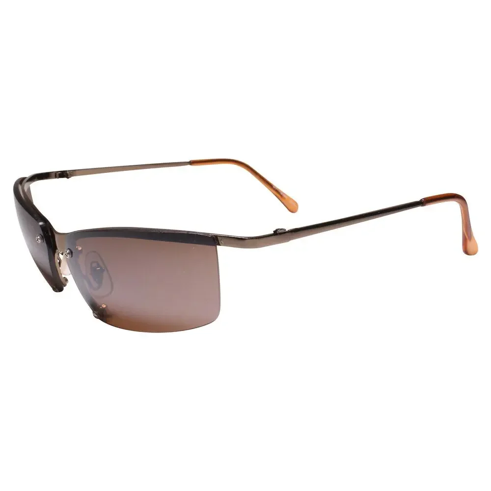 Classic Retro Stylish Semi Rimless Rectangle Brown Wrap 80s 90s Sunglasses